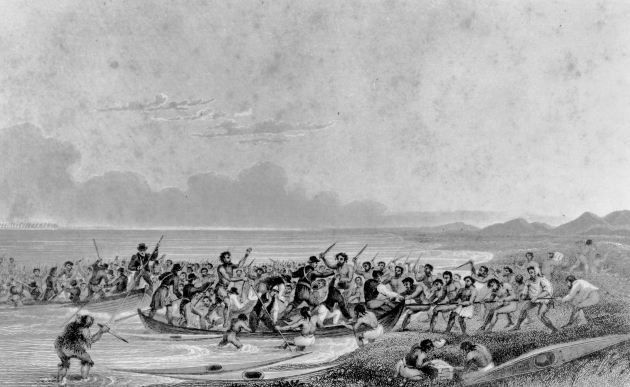 Esquimaux pilhar barcos de expedição Franklins, 1826 de George Back