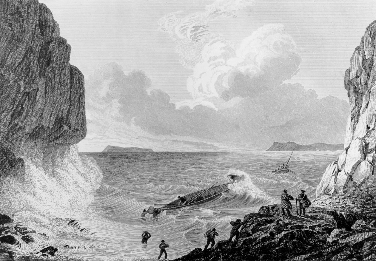 Expedição Franklins pousando em uma tempestade, 1821 de George Back
