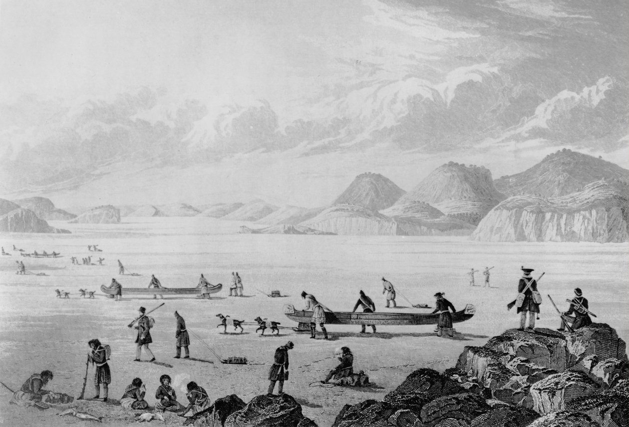 Expedição Franklins passando por Point Lake, 1821 de George Back