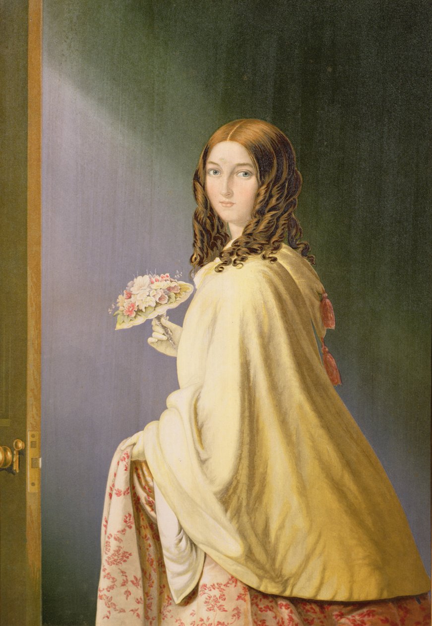 Mulher, com, um, posy, (print) de George Baxter