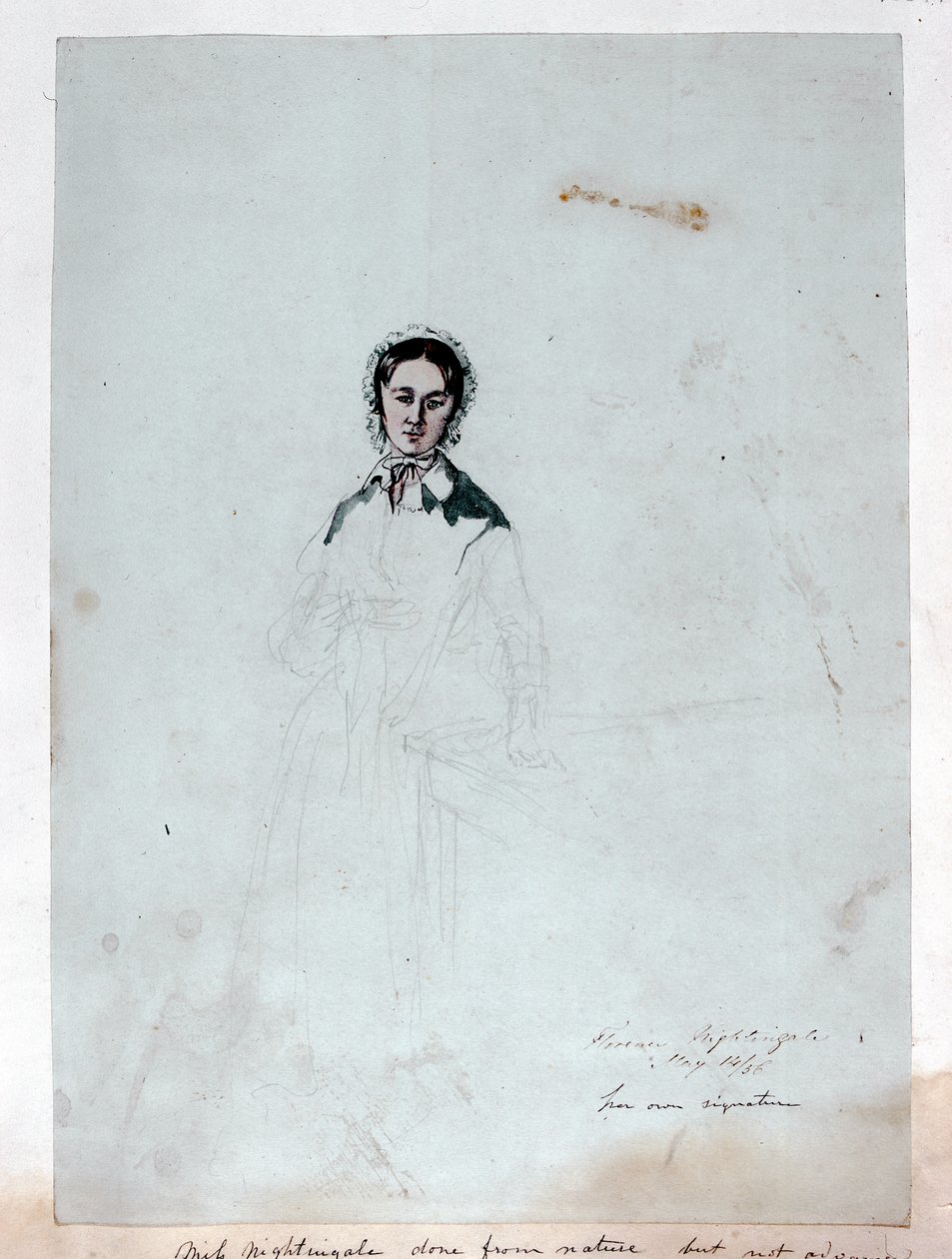 Um retrato inacabado de Florence Nightingale (1820-1910) 1856 (lápis, caneta e tinta sobre papel) de George Cadogan
