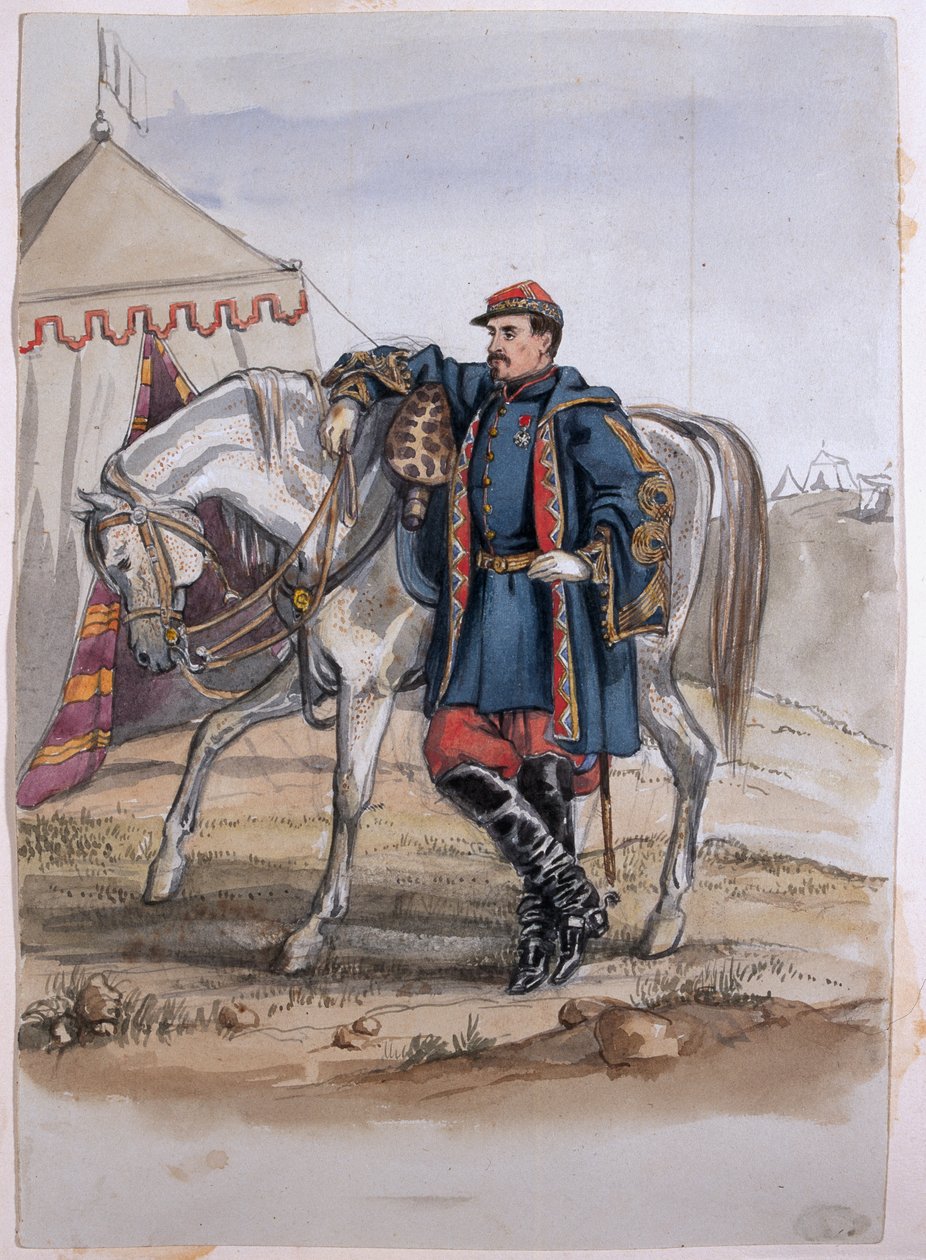 Retrato do General Clers, ex-comandante dos Zouaves, de um álbum de pinturas e esboços conhecido como &39;Cadogan&39;s Crimea&39;, 1854-56 de George Cadogan