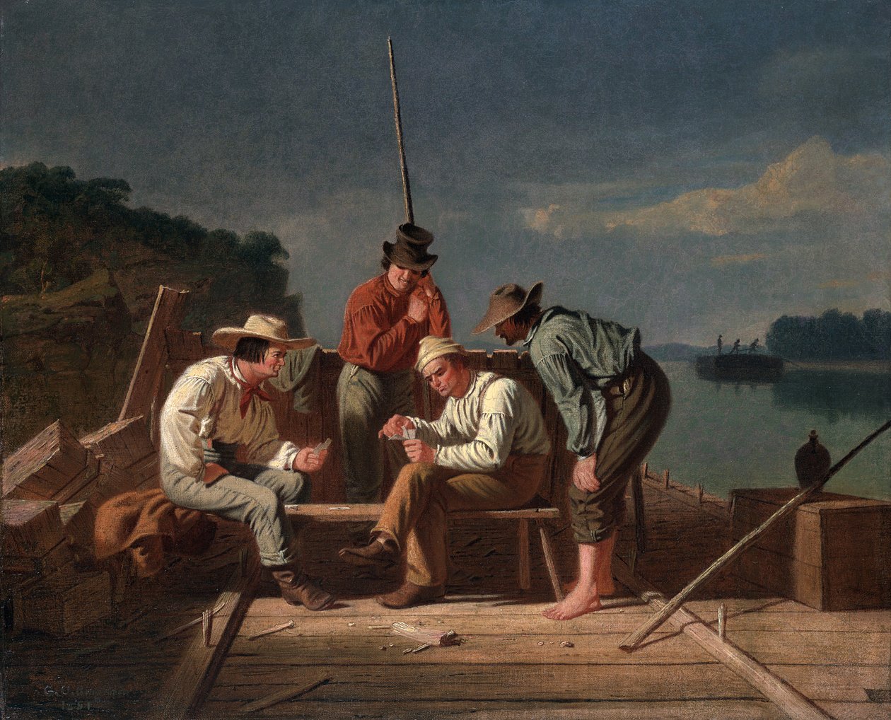 Em um dilema, ou Mississippi Raftsmen em Cards, 1851 de George Caleb Bingham