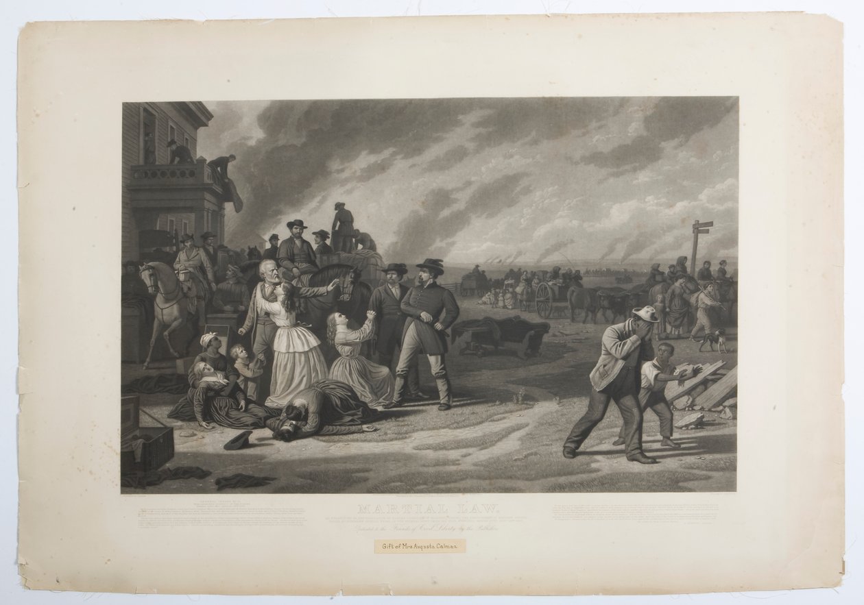 Impressão da evacuação de civis de suas casas pelas tropas federais exigidas pela Ordem Geral 11. de George Caleb Bingham