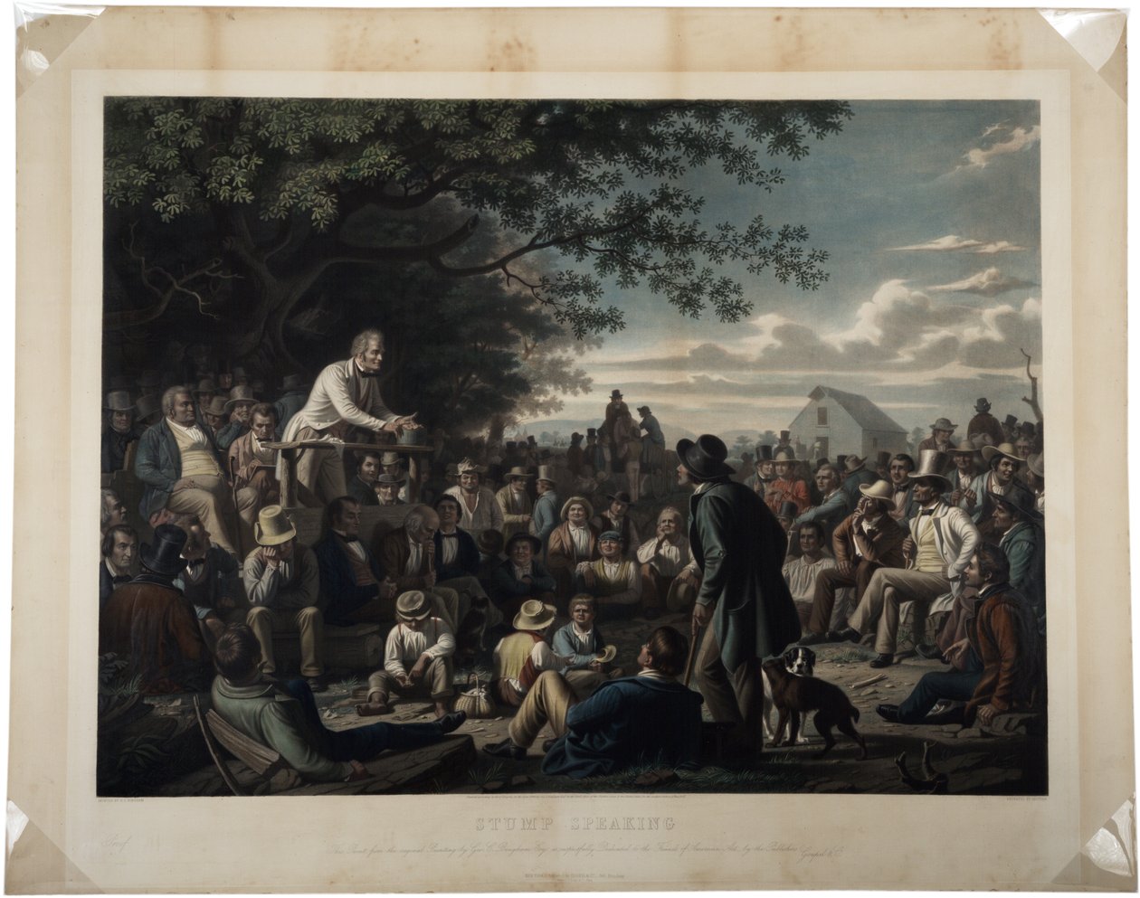 Stump Speaking, 1856 (mezzotint colorido à mão) de George Caleb Bingham