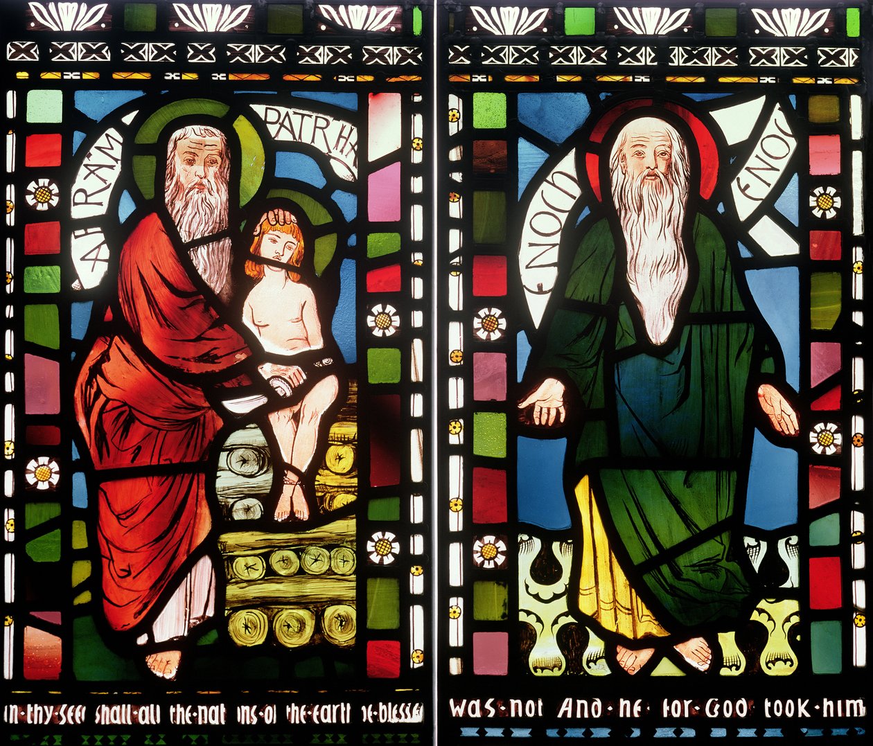 Abraão e Enoque, detalhe da Janela da Criação, 1861 (vitral) (ver 120153) de George Campfield