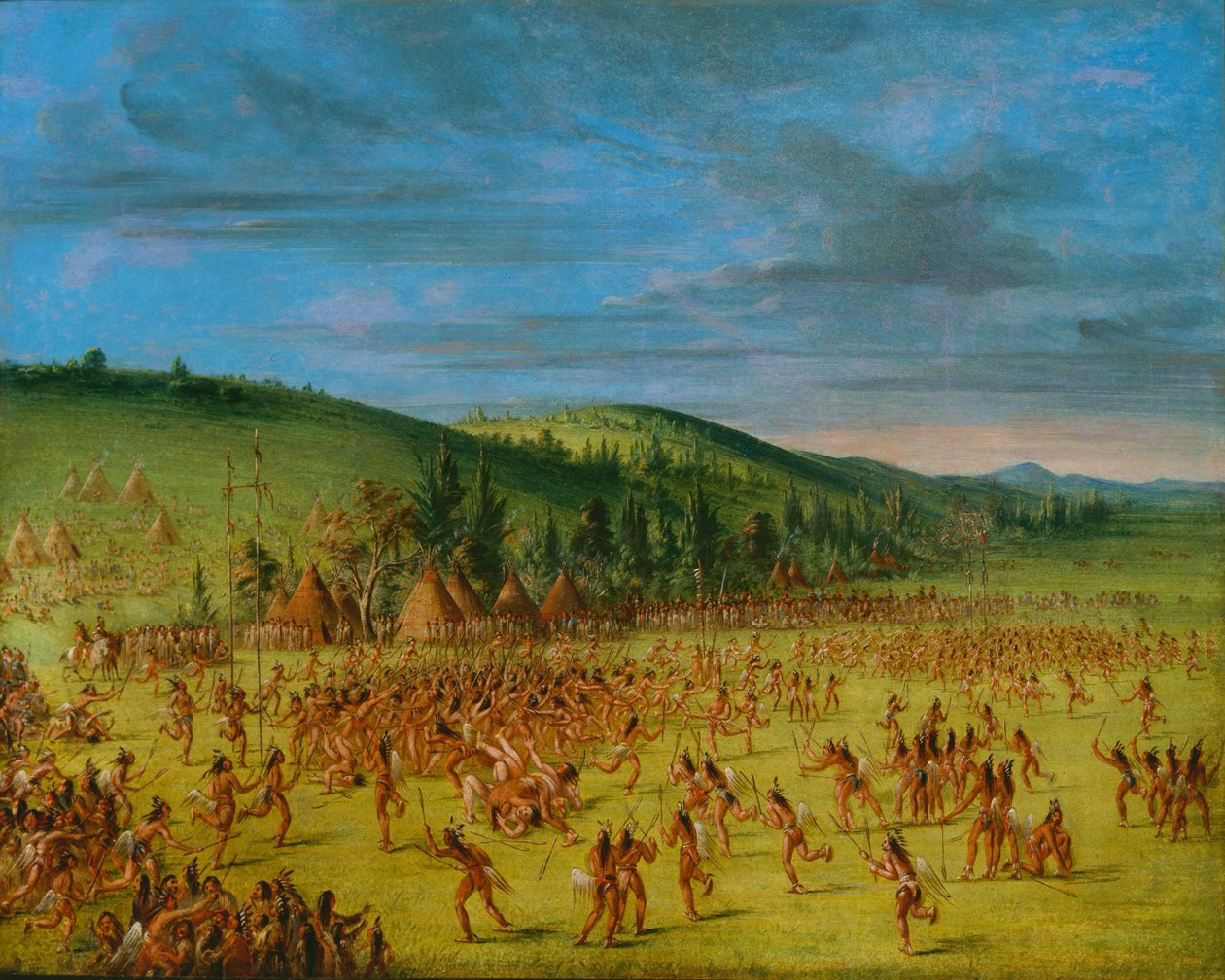 Jogo de bola do Choctaw - Ball Up de George Catlin