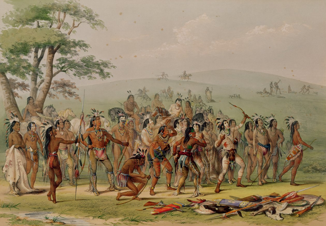 Concurso de tiro com arco Mandan, c.1832 de George Catlin
