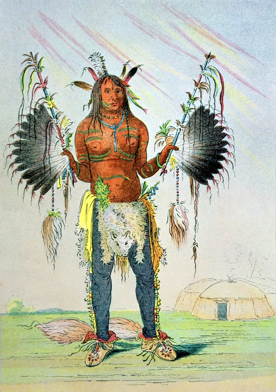 Mandan Medicine Man Mah-to-hah "Velho Urso", 1832-39 de George Catlin