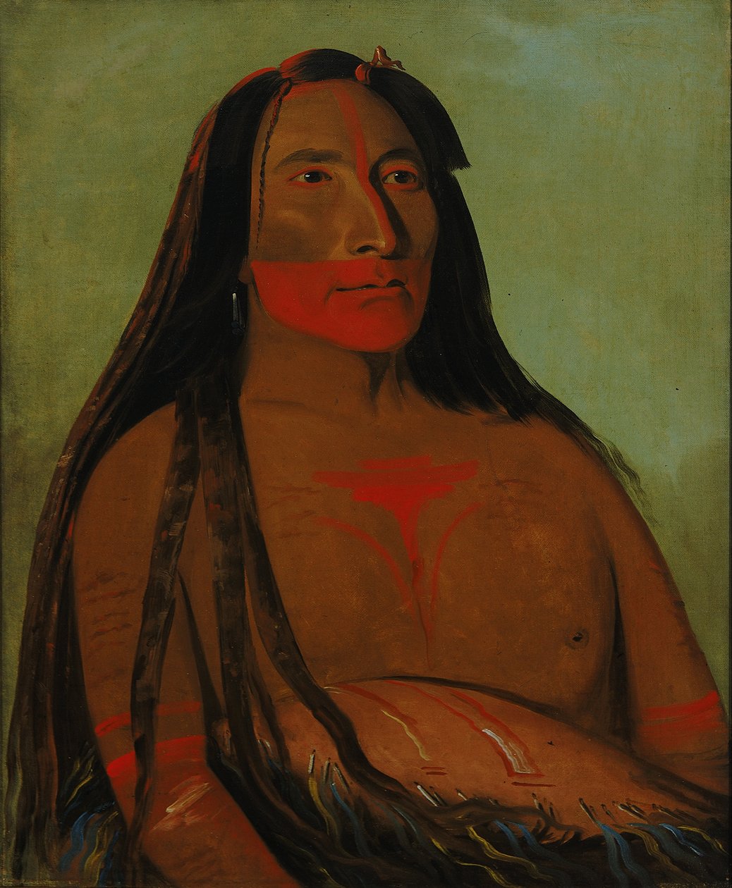 Máh-to-tóh-pa, quatro ursos, segundo chefe em luto de George Catlin