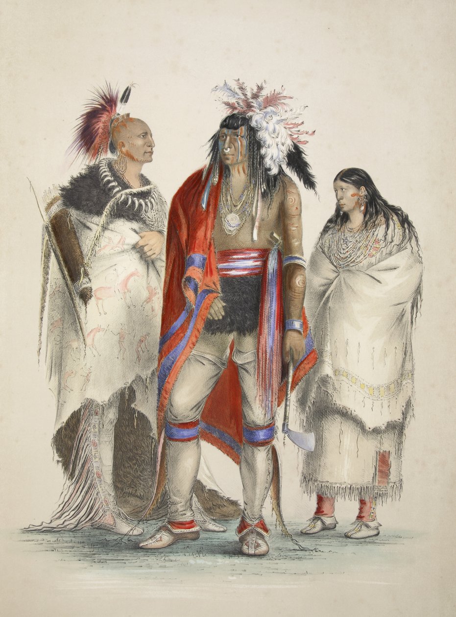 Índios norte-americanos, da Catlins North American Indian Portfolio. Cenas de caça e diversões das Montanhas Rochosas e Prairies of America, pub. 1845 de George Catlin