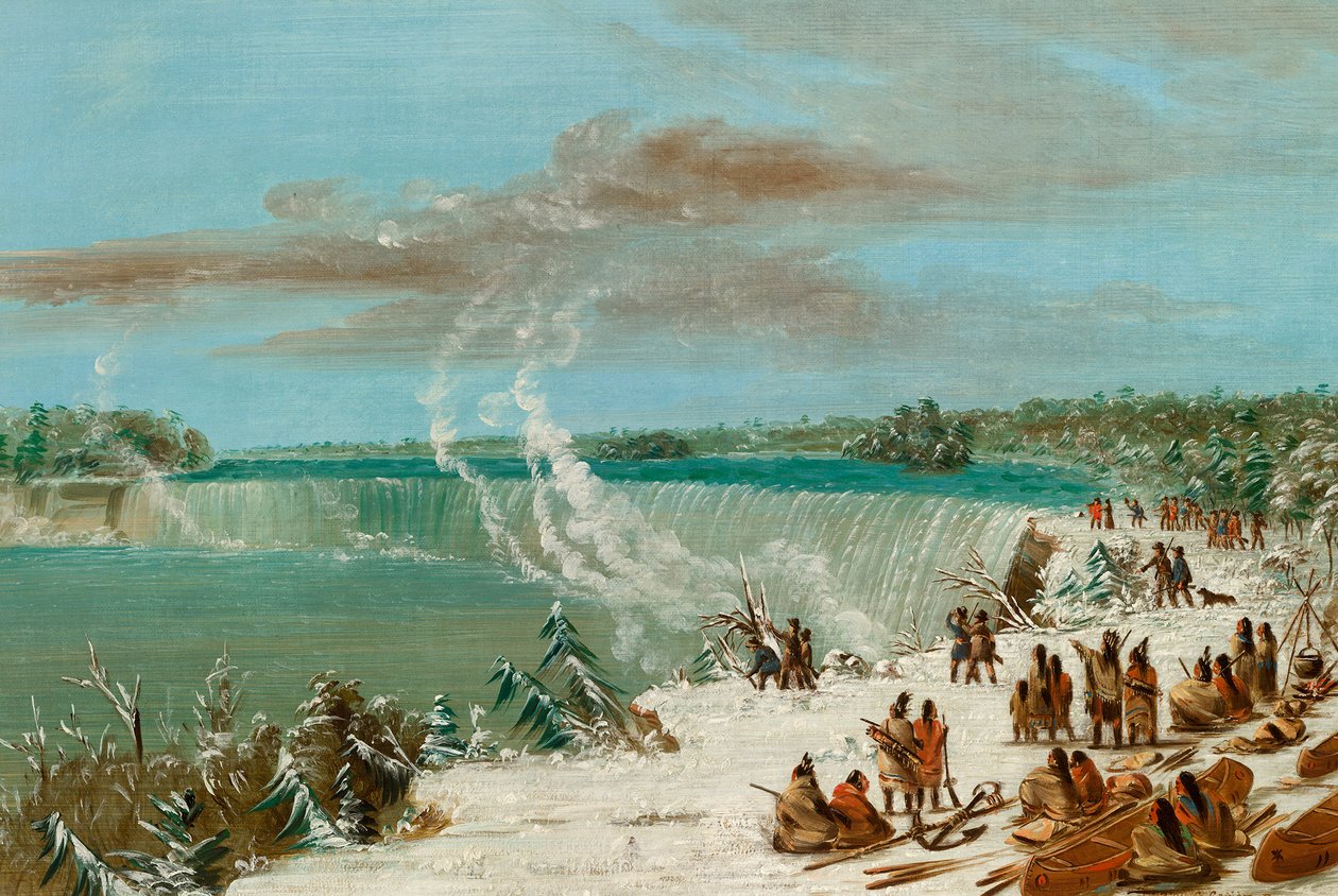 Portage ao redor das Cataratas do Niágara no Table Rock, 1847-48 de George Catlin
