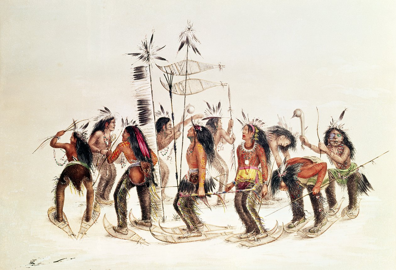 A dança da sapata de neve: agradecer ao grande espírito pela primeira aparição da neve de George Catlin