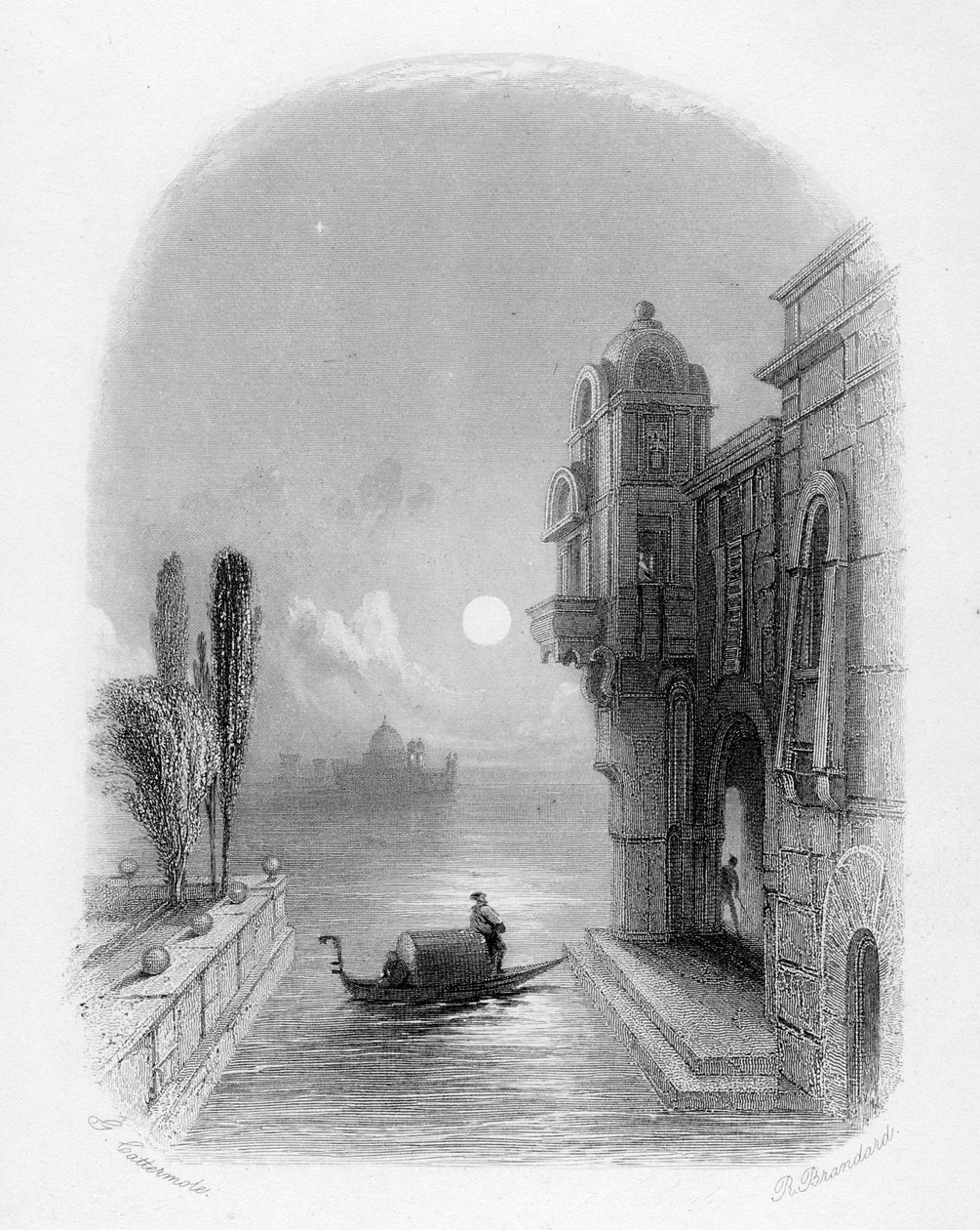 Cena ao luar em Veneza, gravada por Robert Brandard, 1846 de George Cattermole