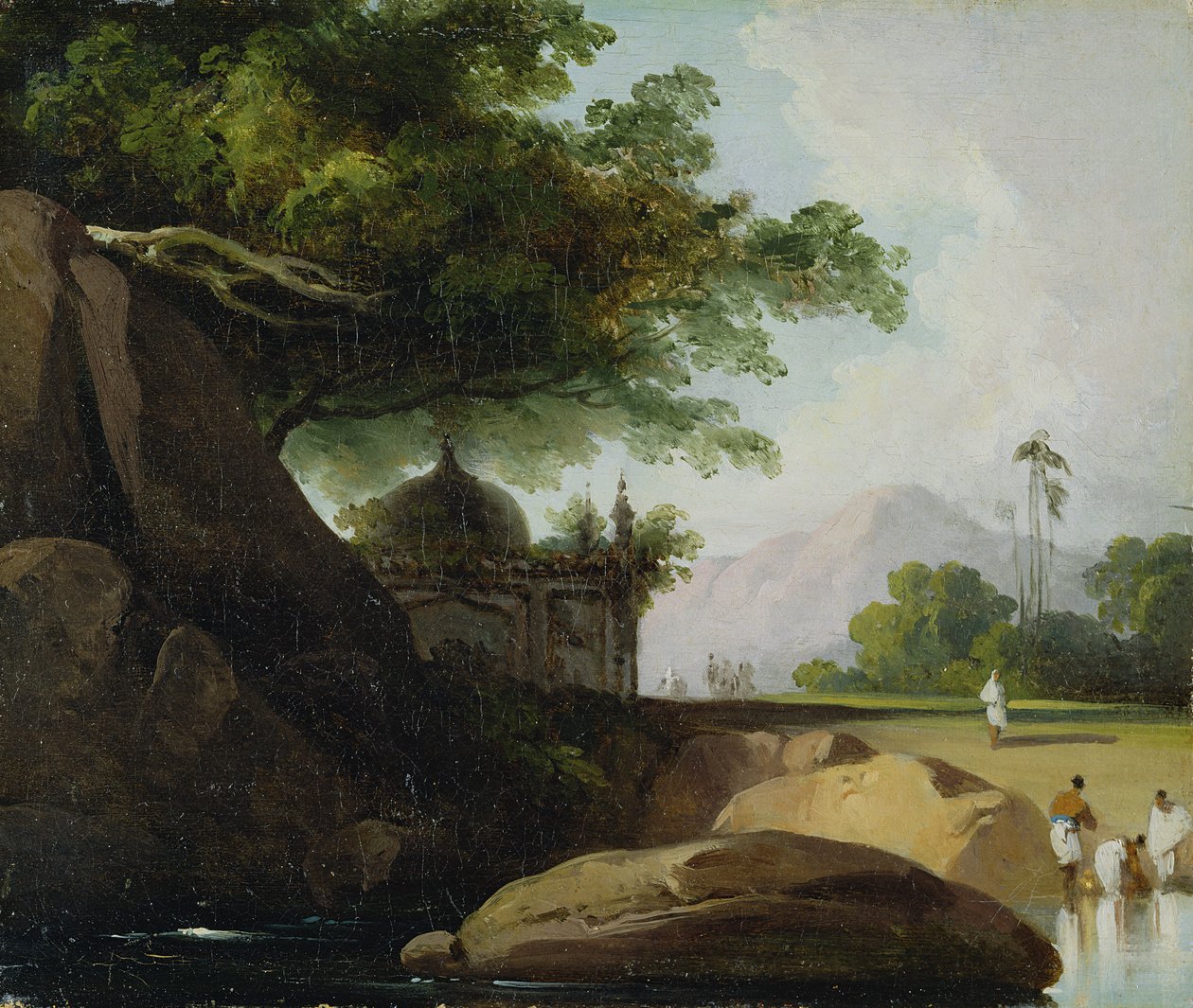 Paisagem indiana com templo, c.1815 de George Chinnery