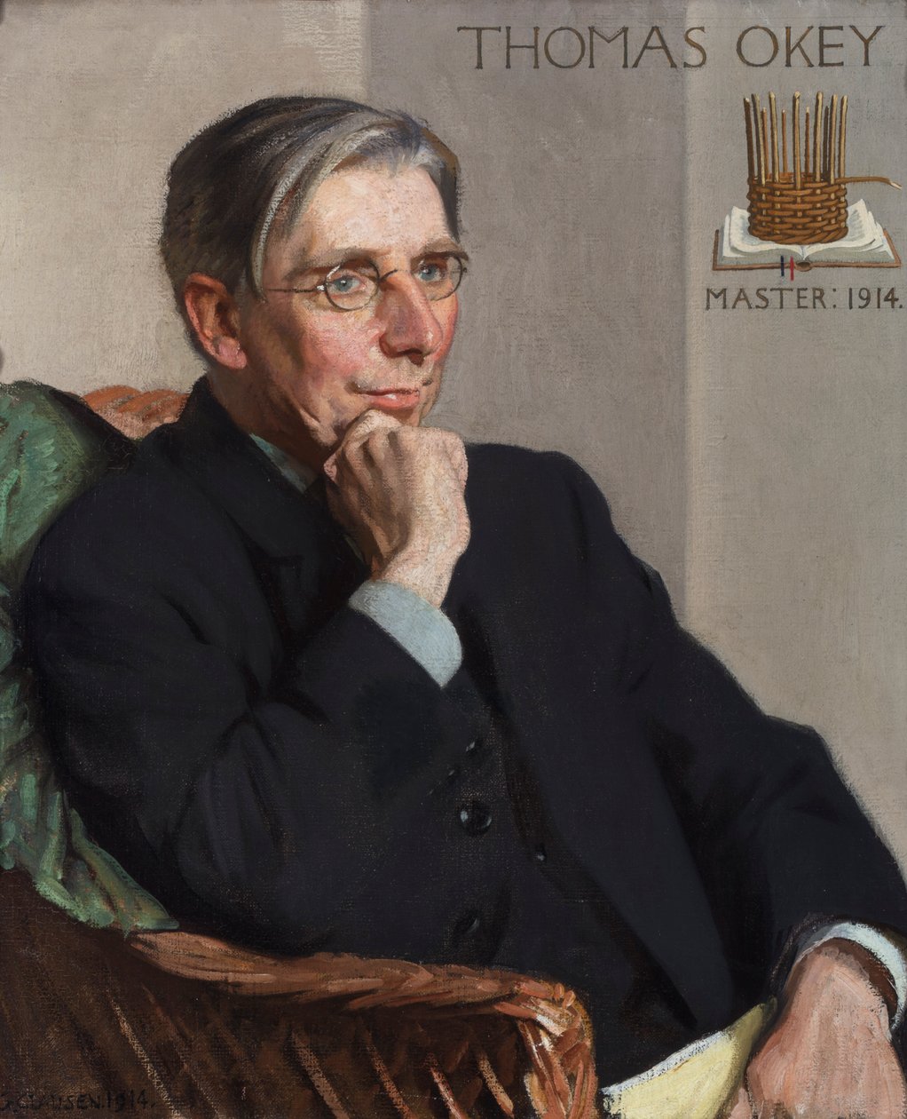 Retrato de Thomas Okey, Mestre da Guilda dos Trabalhadores de Arte, 1914 de George Clausen