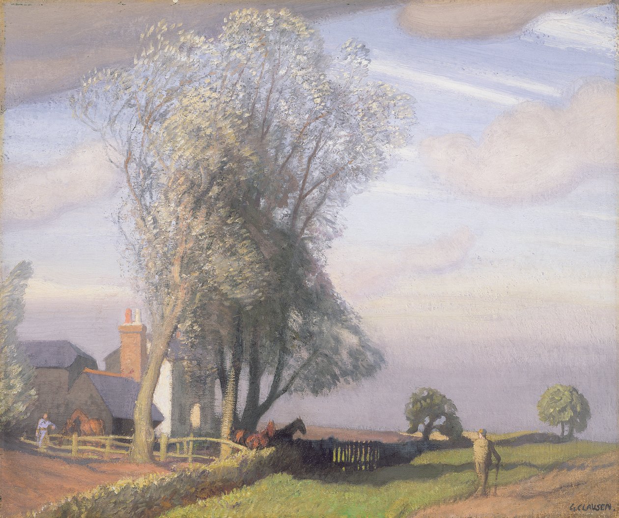 Fazenda de árvores de salgueiro, c.1928 de George Clausen