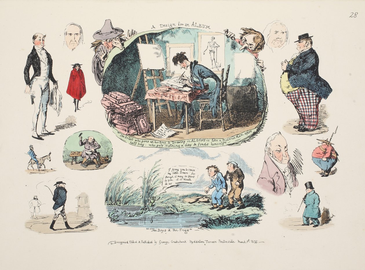 Um design para um álbum, pub. 1835 (gravura colorida à mão) de George Cruikshank