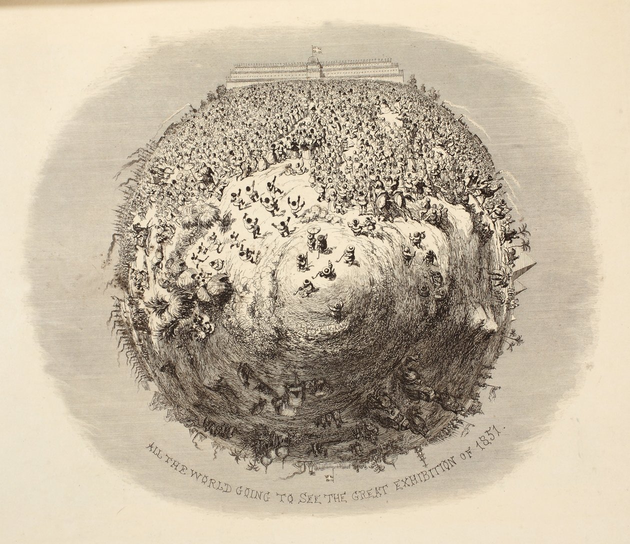Todo o mundo vai ver a grande exposição de 1851, de 1851 ou as aventuras do Sr. e Sra. Sandboys e família que vieram até Londres para se divertir e ver a Grande Exposição, pub. 185 de George Cruikshank