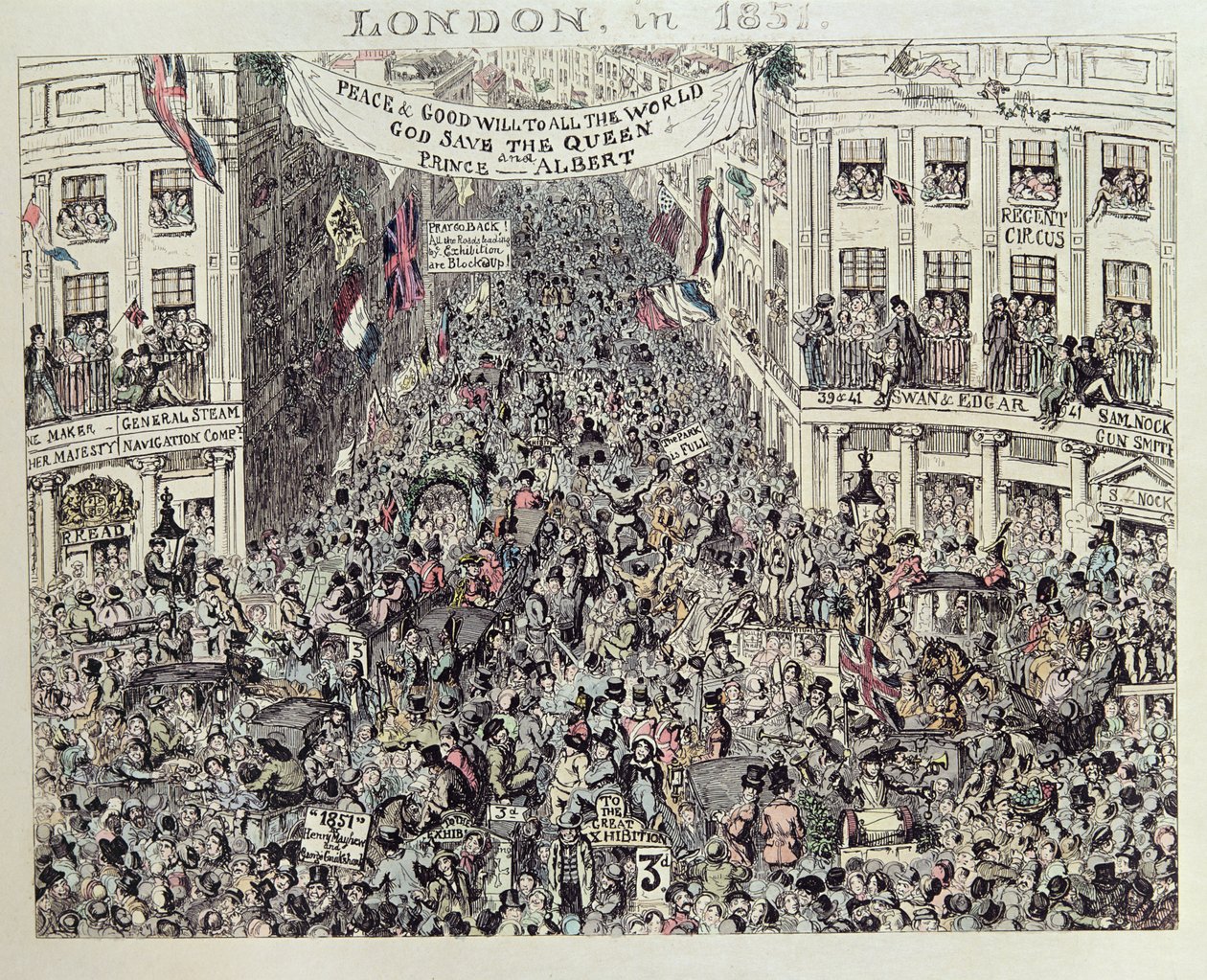 Mayhew&39;s Great Exhibiton, Londres, 1851 (gravura a cores) de George Cruikshank