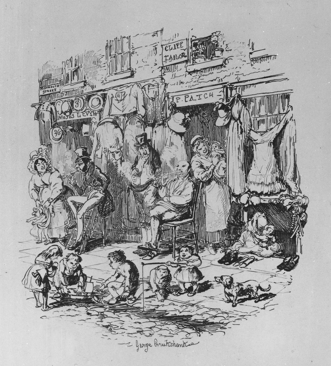 Monmouth Street, ilustração de &39;Sketches by Boz&39; por Charles Dickens, 1836 de George Cruikshank