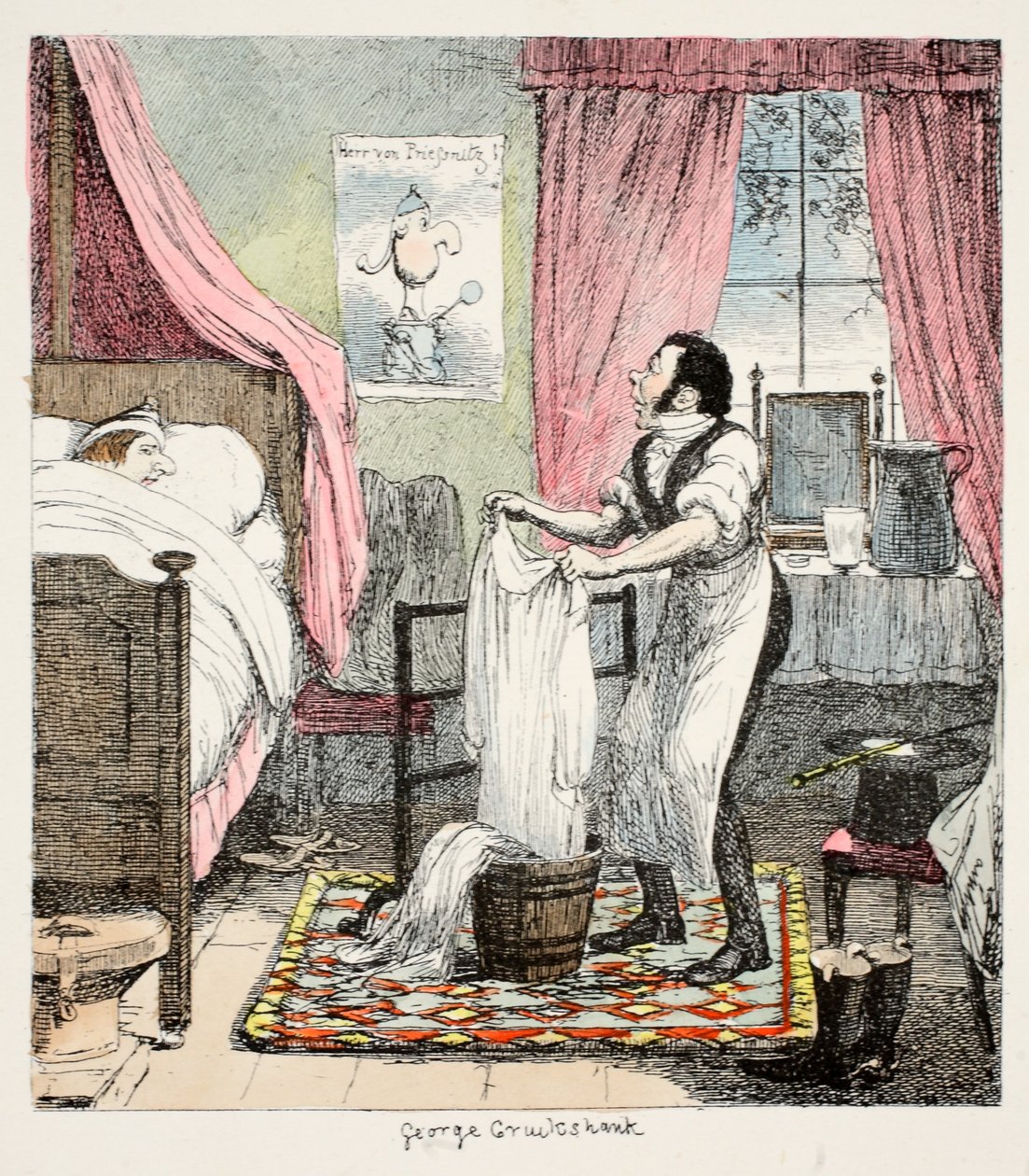 O Sr. Lambkin está cansado da prática regular à moda antiga, e sendo tão afortunado por viver nos dias em que as propriedades reais da água são descobertas, coloca-se sob um Discípulo da im de George Cruikshank