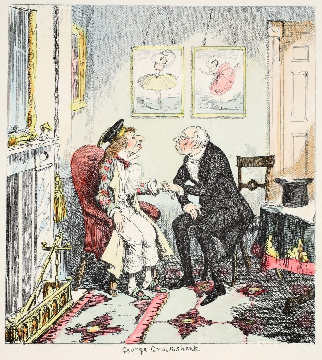 O Sr. Lambkin acha que tem andado muito depressa na Busca de Medida e Diversão, no Livro dos Solteiros ou no Progresso do Sr. Lambkins, pub. 1844 de George Cruikshank