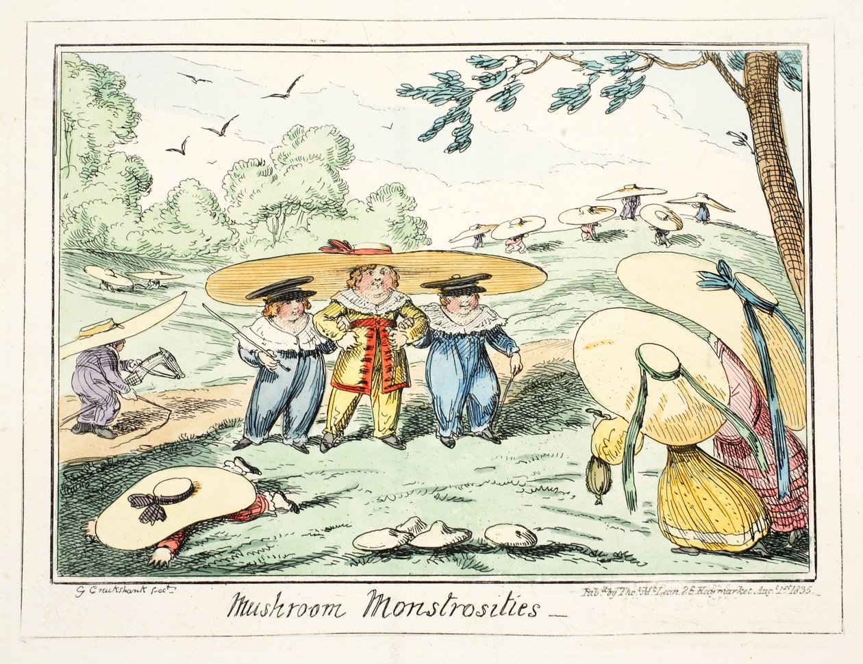 Monstruosidades de cogumelos, pub. 1835 (gravura colorida à mão) de George Cruikshank