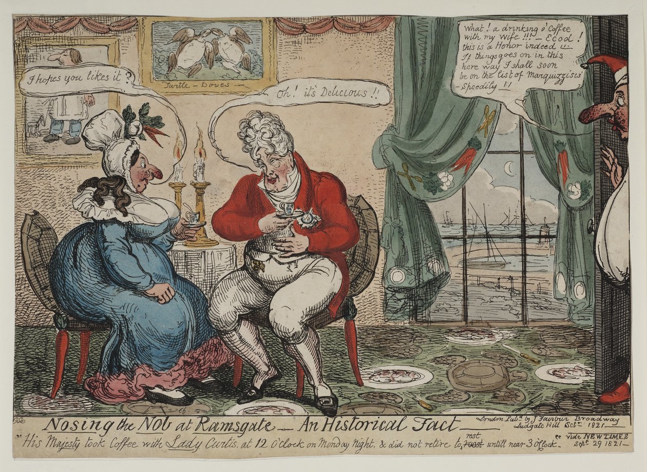 Chegando ao nob em Ramsgate - um fato histórico, 1821 de George Cruikshank