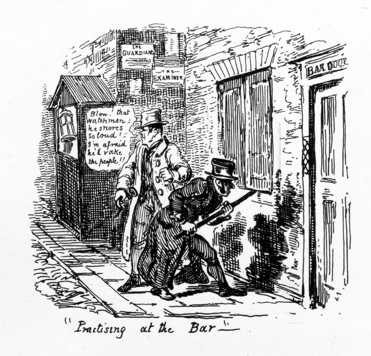 &39;Praticando no bar&39;, 1828 de George Cruikshank
