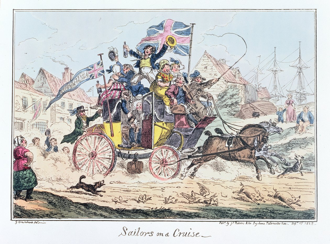 Sailors on a Cruise, publicado por James Robins, 1º de setembro de 1825 (gravura colorida) de George Cruikshank