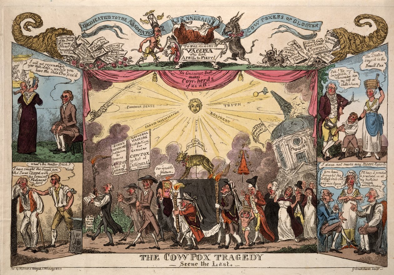 A tragédia da catapora - cena o último, bar. Londres, 1812 (gravura colorida à mão) de George Cruikshank