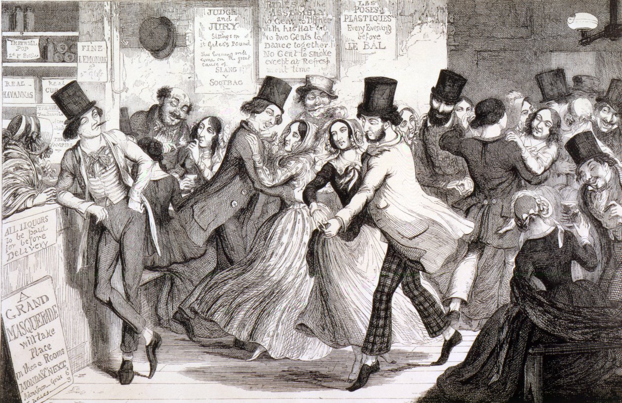 As salas de dança, prato 3 de &39;The Bêbado&39;s Children&39;, 1848 de George Cruikshank