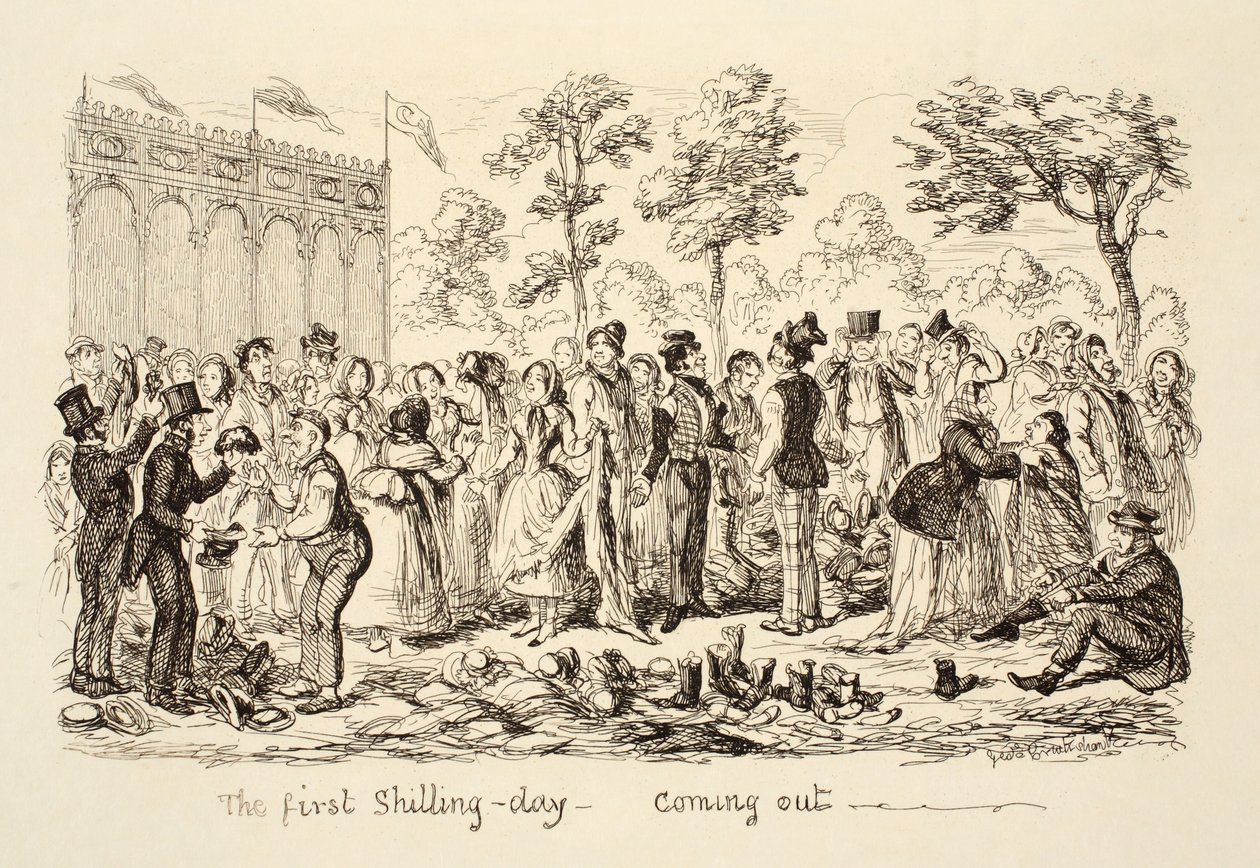 The First Shilling-day - Saindo, pub. 1851 de George Cruikshank