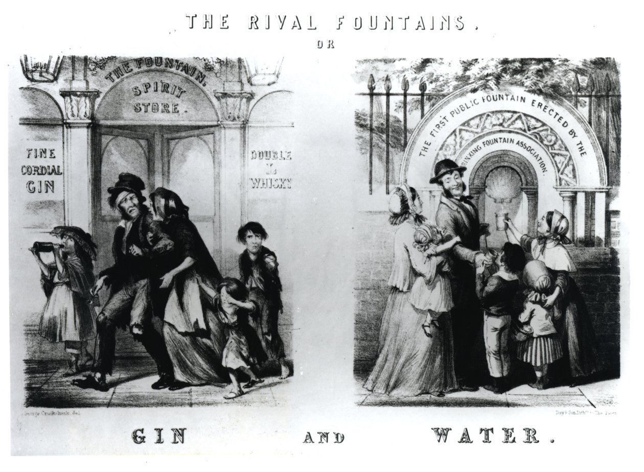 As fontes rivais ou gim e água de George Cruikshank