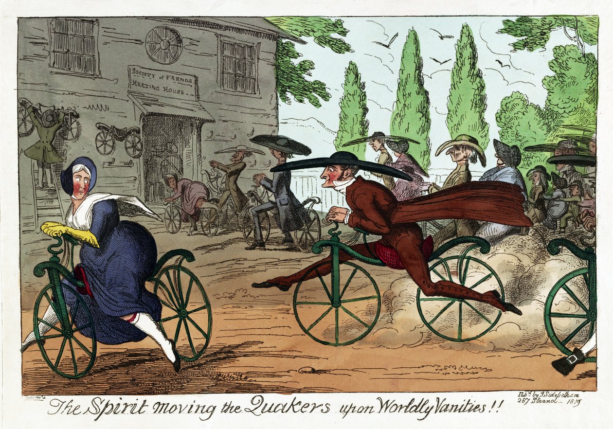 O espírito que move os quacres em cima das vaidades mundanas !!, bar. 1819 (gravura colorida à mão) de George Cruikshank