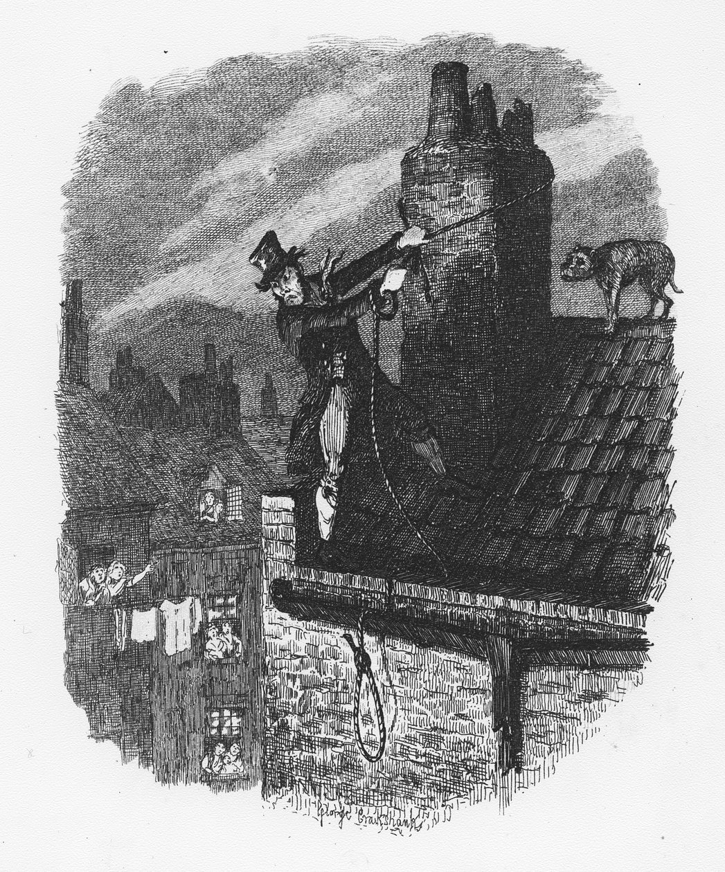 A última chance, de "As Aventuras de Oliver Twist", de Charles Dickens (1812-1870) 1838 de George Cruikshank