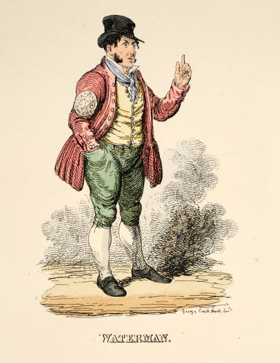 Waterman de &39;The Gentleman&39;s Pocket Magazine&39;, pub. 1827 (gravura colorida à mão) de George Cruikshank