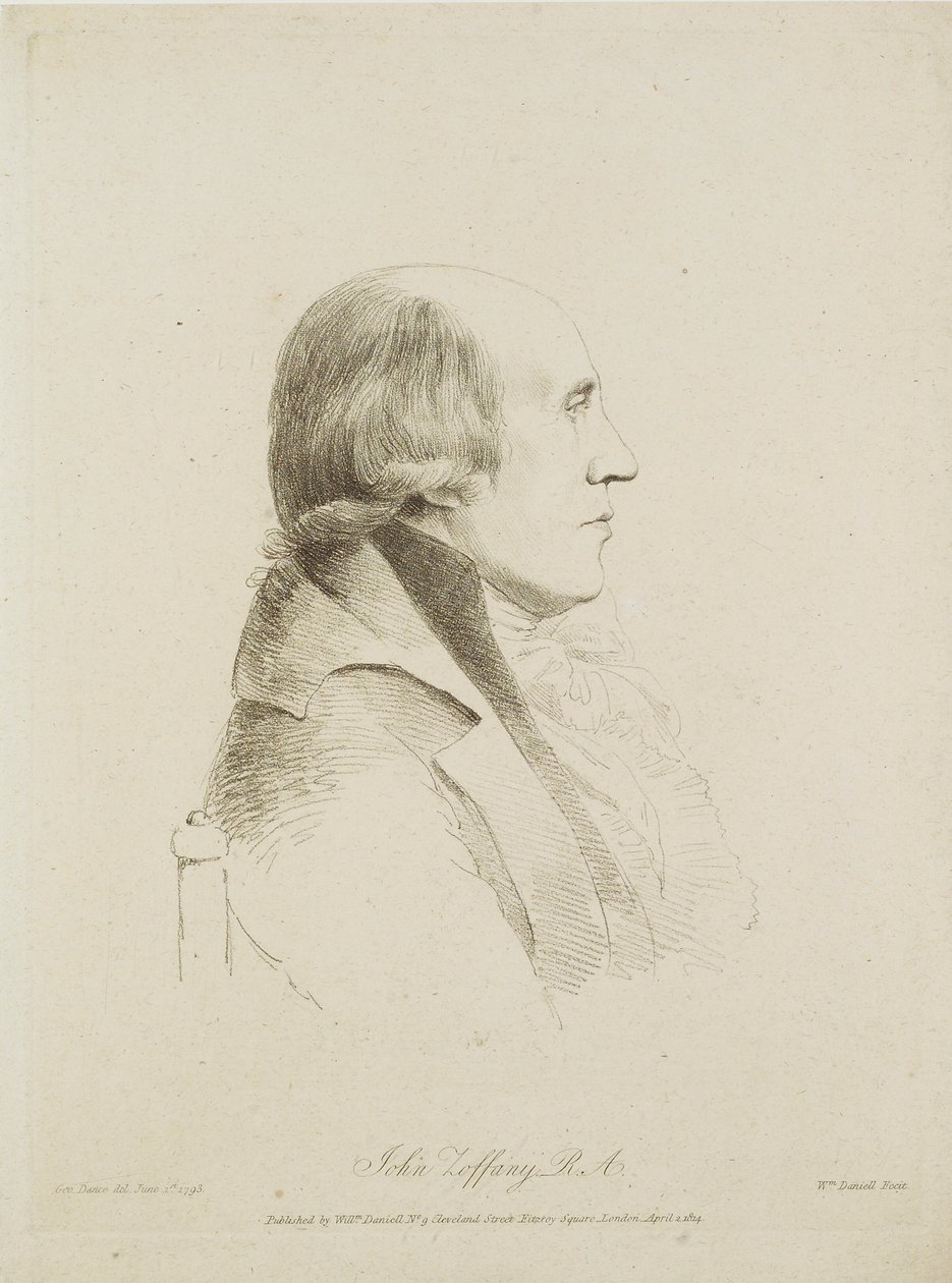 John Zoffany, gravado por William Daniell (1769-1837), 1814 (gravura em terra macia) de George Dance