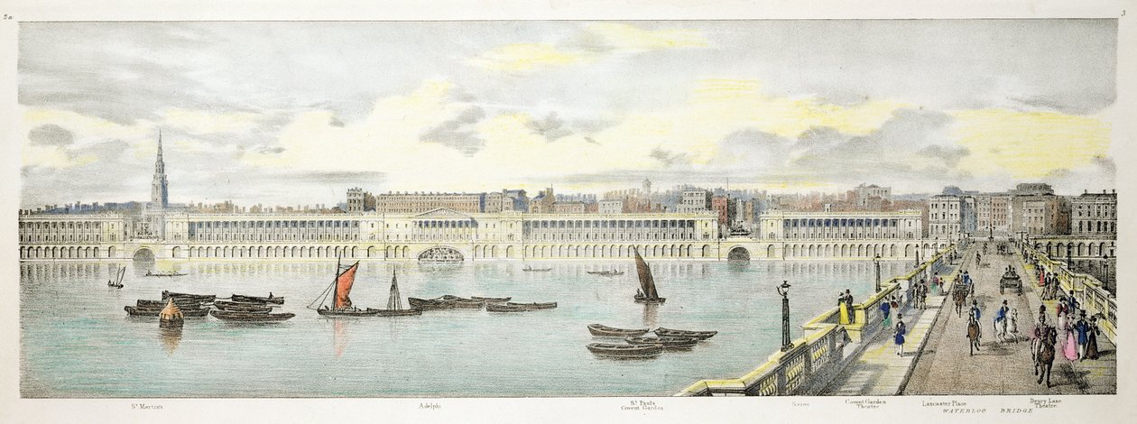 Projecto Twin Bridge para a nova ponte de Londres, 1802 de George Dance