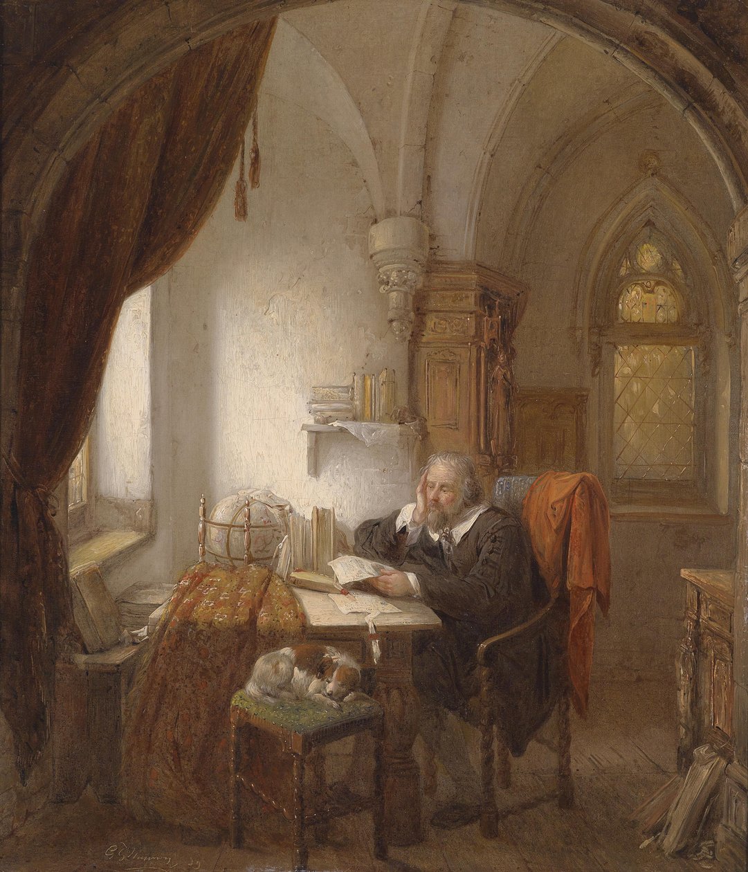 O estudioso, óleo sobre tela, 51 x 43,5 cm de George Gillis Haanen