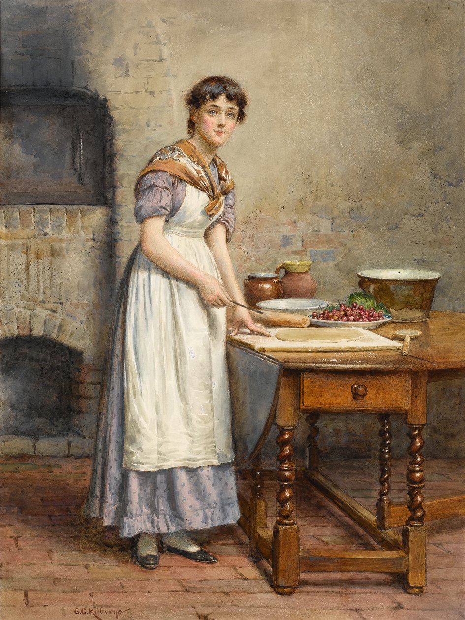 Fazendo uma torta de cereja (wc no papel) de George Goodwin Kilburne