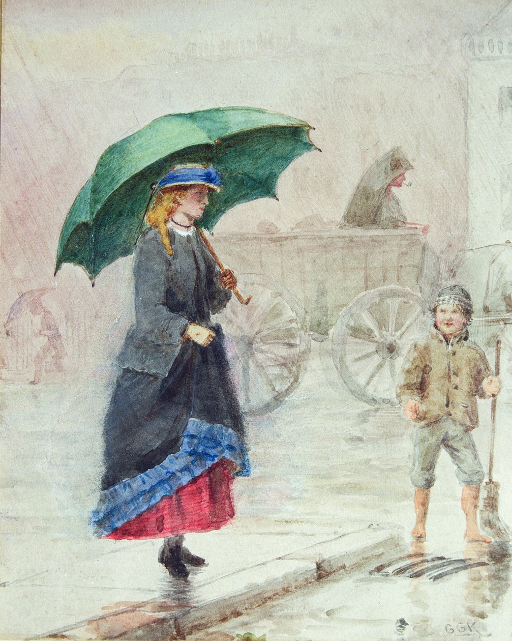 O guarda-chuva verde de George Goodwin Kilburne