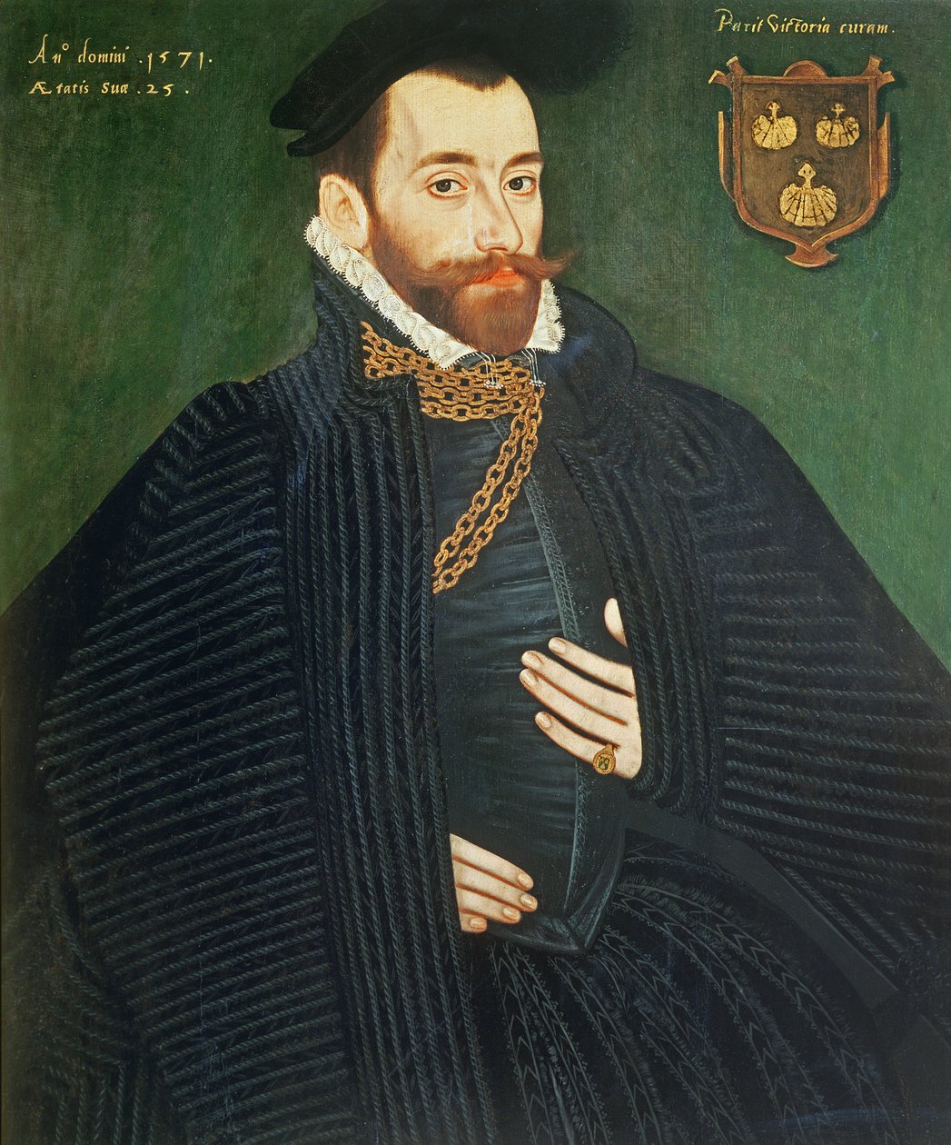 Retrato de um cavalheiro, tradicionalmente chamado de membro da família Dacre, 1571 de George Gower