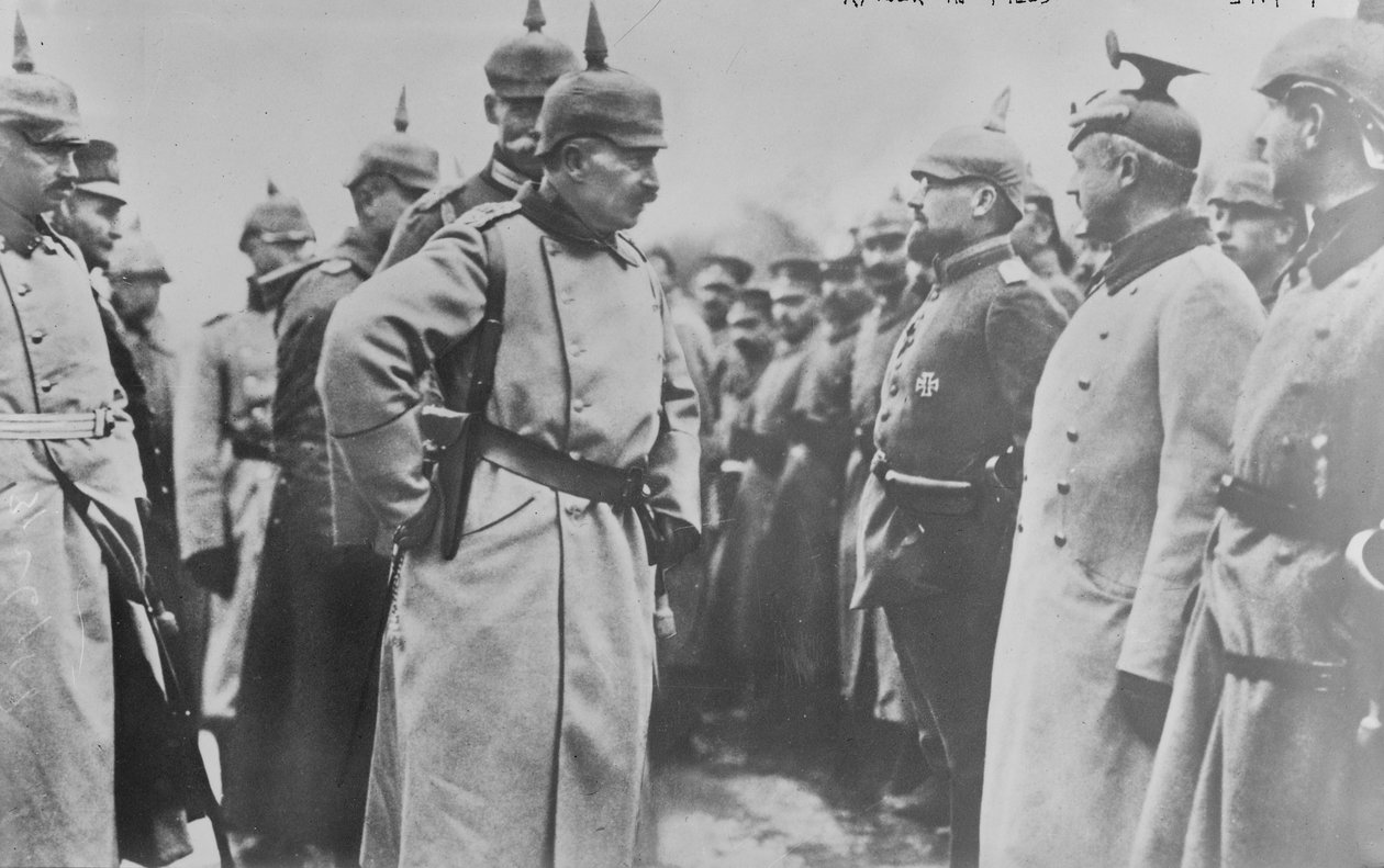 Kaiser Wilhelm com suas tropas, 1914-18 de George Grantham Bain