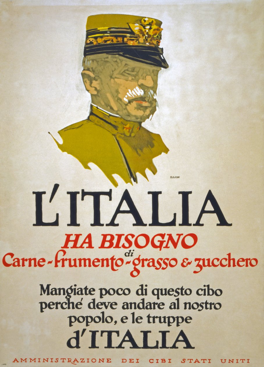 A Itália precisa de carne, trigo, gordura e açúcar, 1917 de George Illian