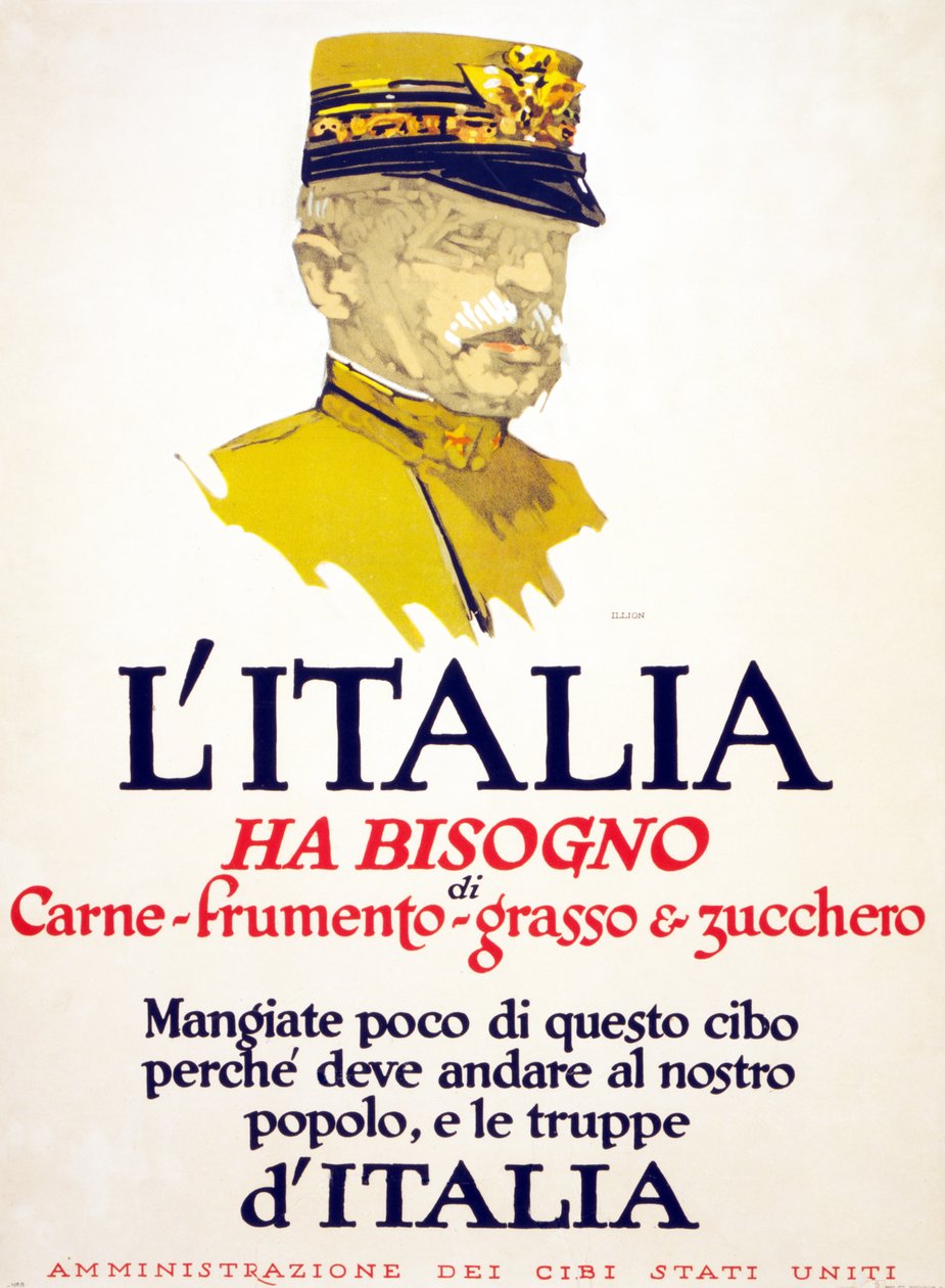 A Itália precisa de carne, trigo, gordura e açúcar, 1917 de George Illian