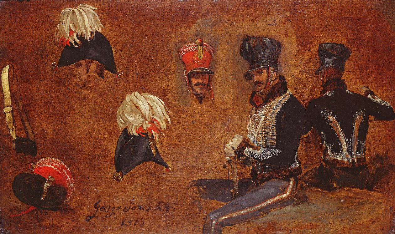 Estudos de apetrechos militares, 1815 de George Jones