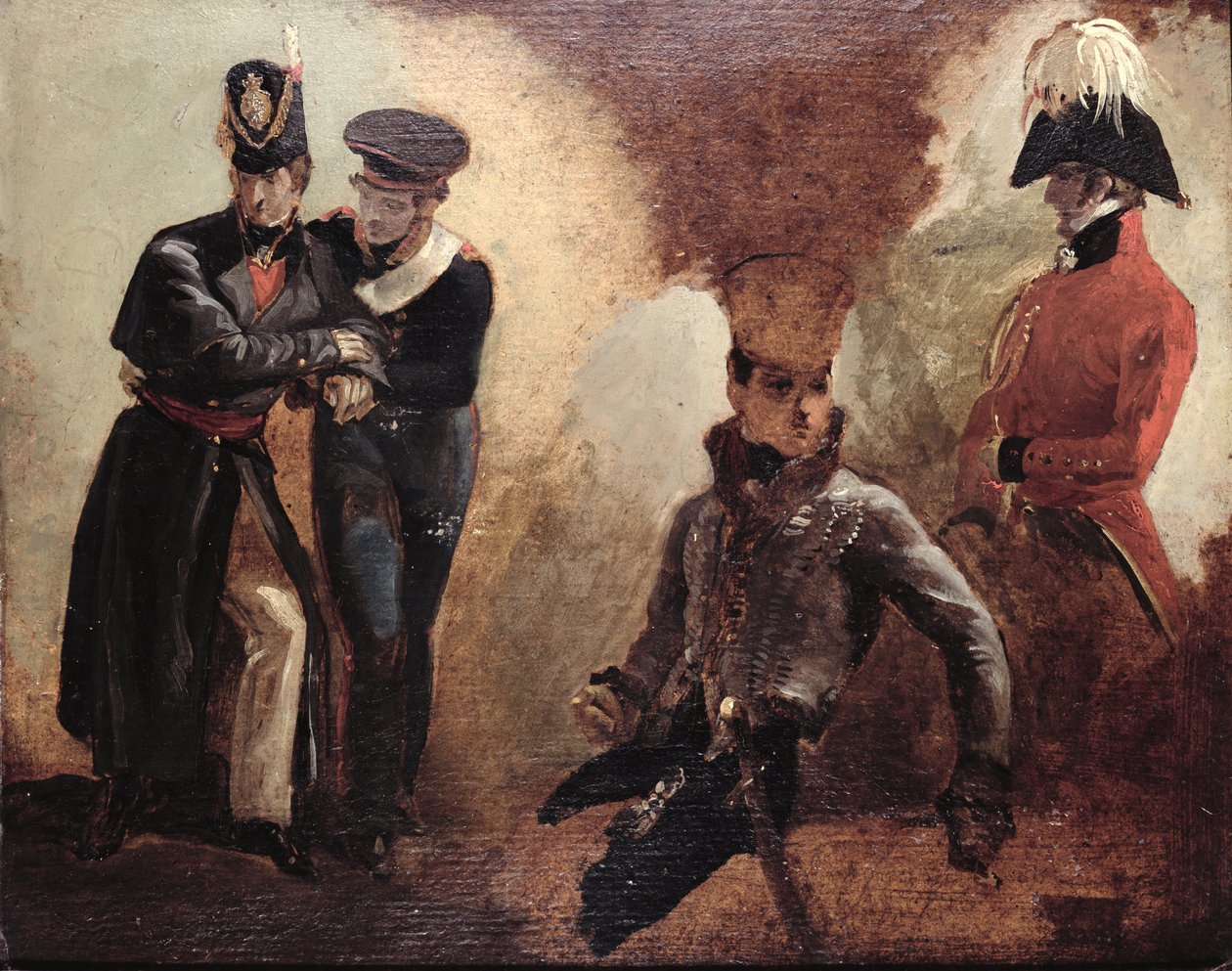Estudos de um oficial da Coldstream Guards e de retratos militares, 1815 de George Jones