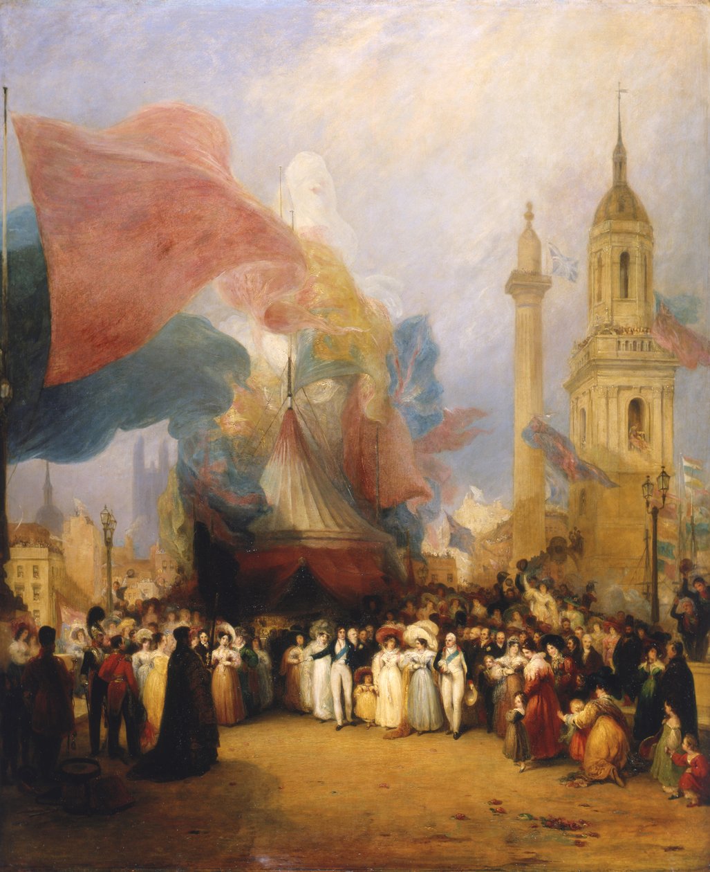 A procissão real na abertura da ponte de Londres, 1831 de George Jones